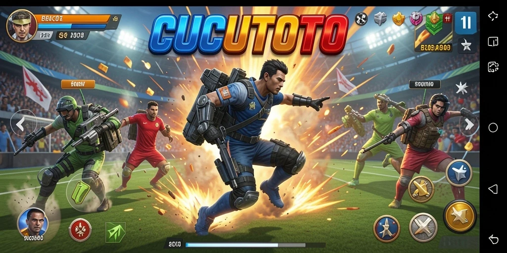 Tampilan gameplay seru dari CUCUTOTO yang penuh aksi olahraga.