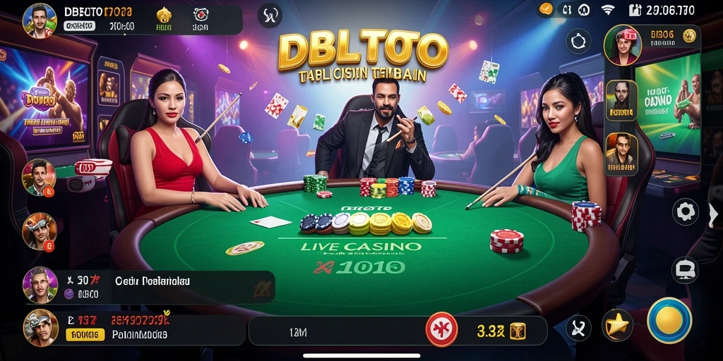 Screenshot DBLTOTO yang menunjukkan dealer langsung dalam aksi permainan Live Casino.