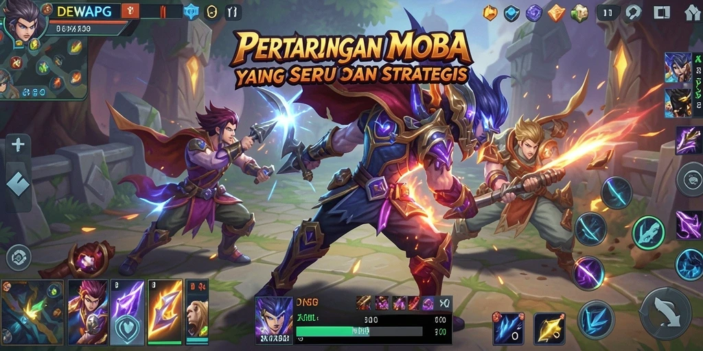 Screenshot gameplay DEWAPG menampilkan aksi seru di arena MOBA.