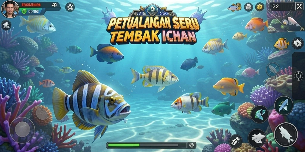 Gameplay seru menembak ikan di lautan yang indah.