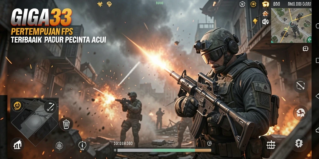 Tampilan gameplay GIGA33 dengan aksi pertempuran yang seru.