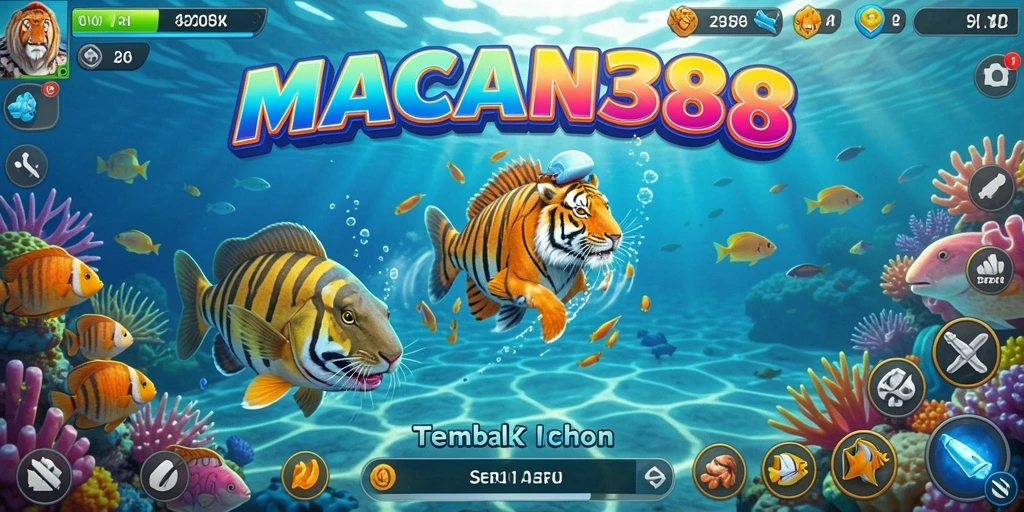Tangkapan layar permainan Tembak Ikan MACAN388 yang seru.