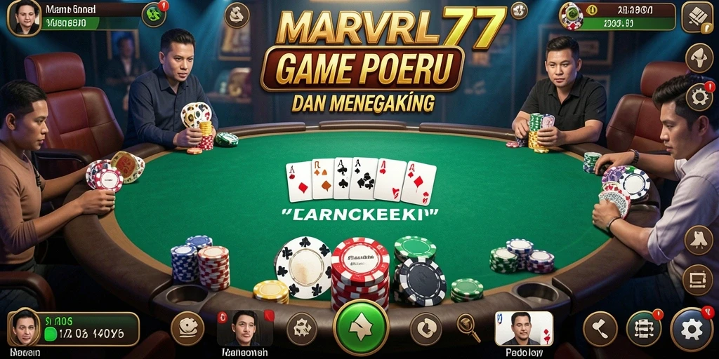 Tampilan gameplay seru di MARVRL77 menunjukkan aksi Poker yang mendebarkan.