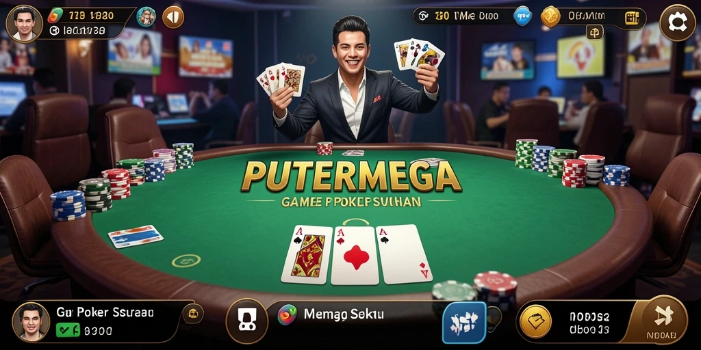 Screenshot gameplay PUTERMEGA yang menampilkan suasana Poker mendebarkan.