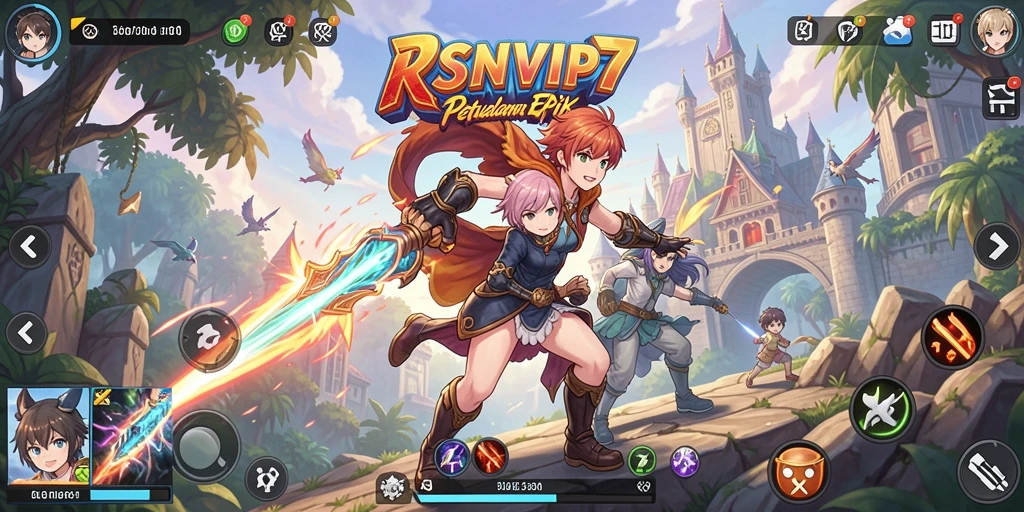 Tampilan gameplay epik dari <strong>RSNVIP7</strong> dengan karakter anime yang beraksi.
