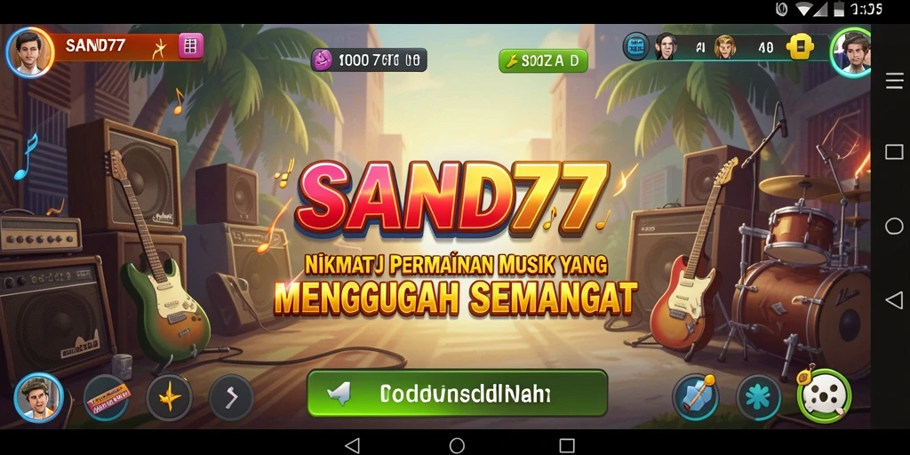 Screenshot utama SAND77 menunjukkan pengalaman bermain musik yang mengasyikkan.