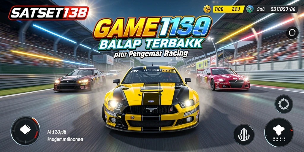 Screenshot gameplay SATSET138 menampilkan mobil balap yang melaju kencang di lintasan.